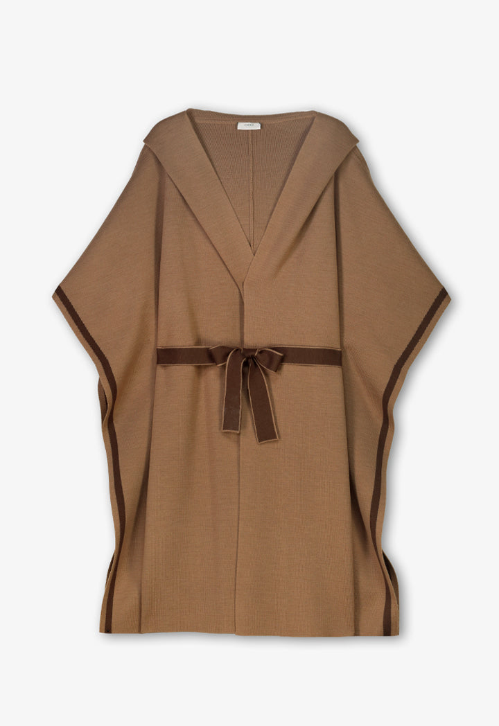 Choice Continuous Short Sleeve Knitted Kimono Camel