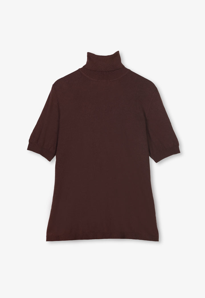 Choice Basic Short Sleeves Knitted T-Shirt Brown