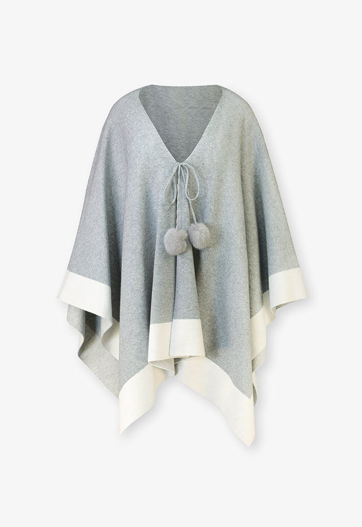 Choice Two Toned Asymmetrical Poncho Grey