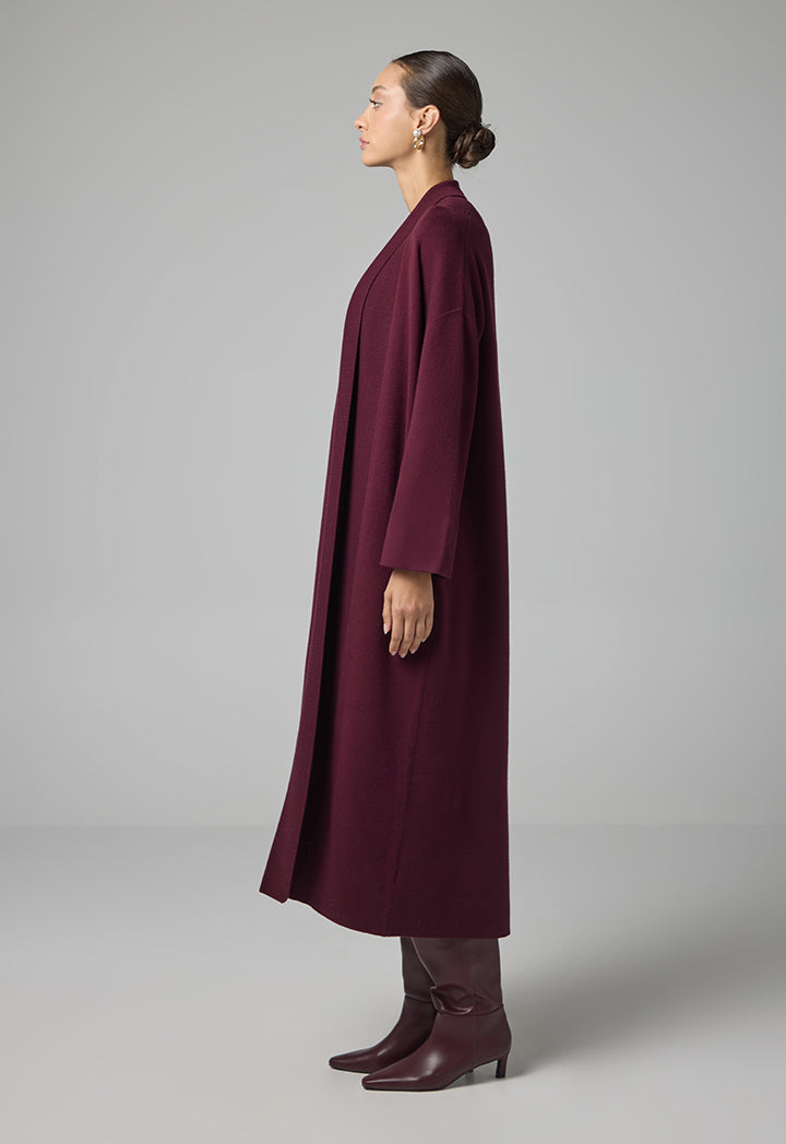 Choice Solid Drop Shoulder Knitted Winter Abaya Burgundy