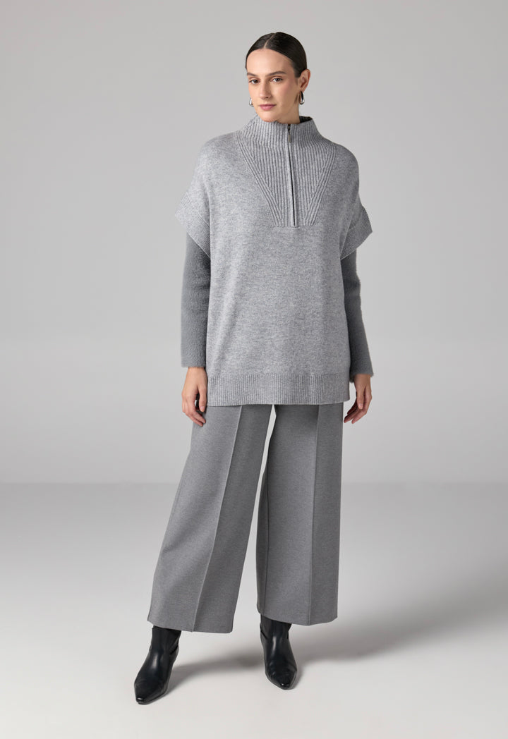 Choice Solid Knitted Sweater Vest Grey