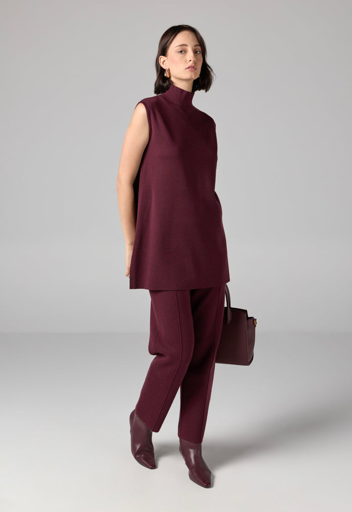 Choice Basic Sleeveless Knitted Top Burgundy