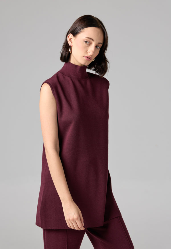 Choice Basic Sleeveless Knitted Top Burgundy