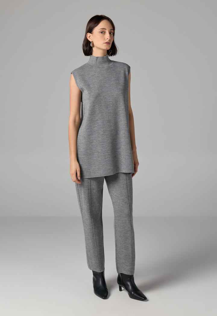 Choice Basic Sleeveless Knitted Top Grey