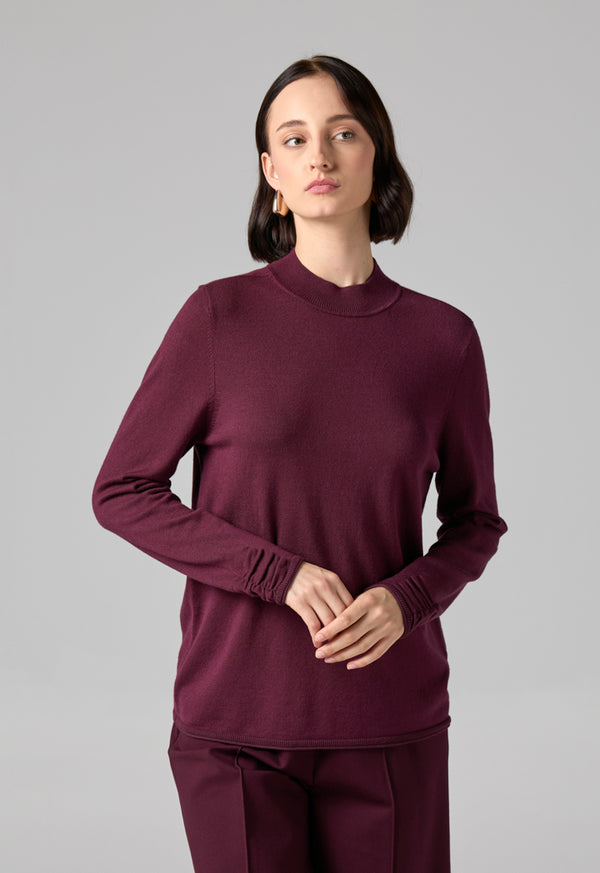Choice Basic Long Sleeve Knitted Sweater Burgundy