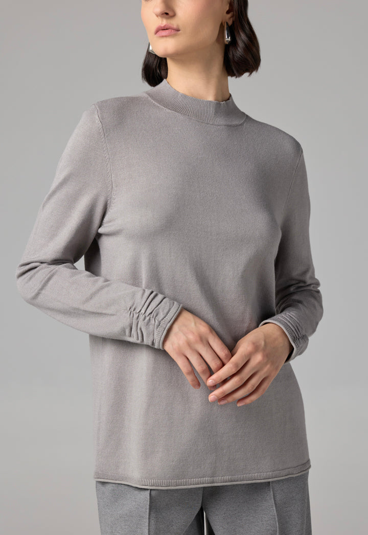 Choice Basic Long Sleeve Knitted Sweater Grey