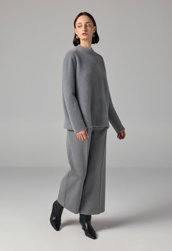 Choice Long Sleeve Knitted Basic Blouse Grey