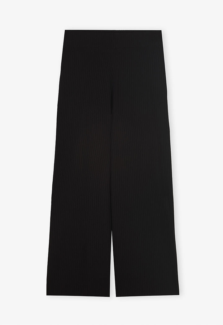 Choice Knitted Solid Straight Leg Trousers Black