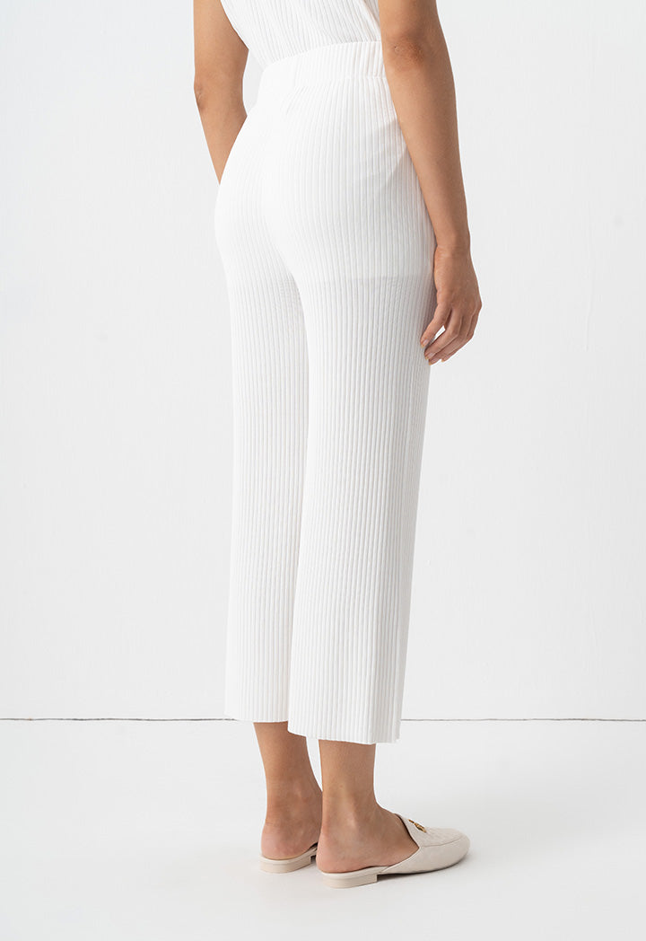 Choice Knitted Solid Straight Leg Trousers Off White