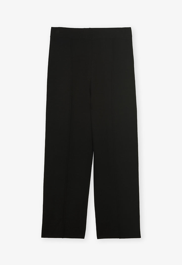 Choice Knitted Straight Fit Solid Pants Black