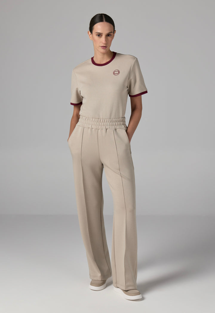 Choice Wide Leg Pin Tuck Basic Trouser Beige