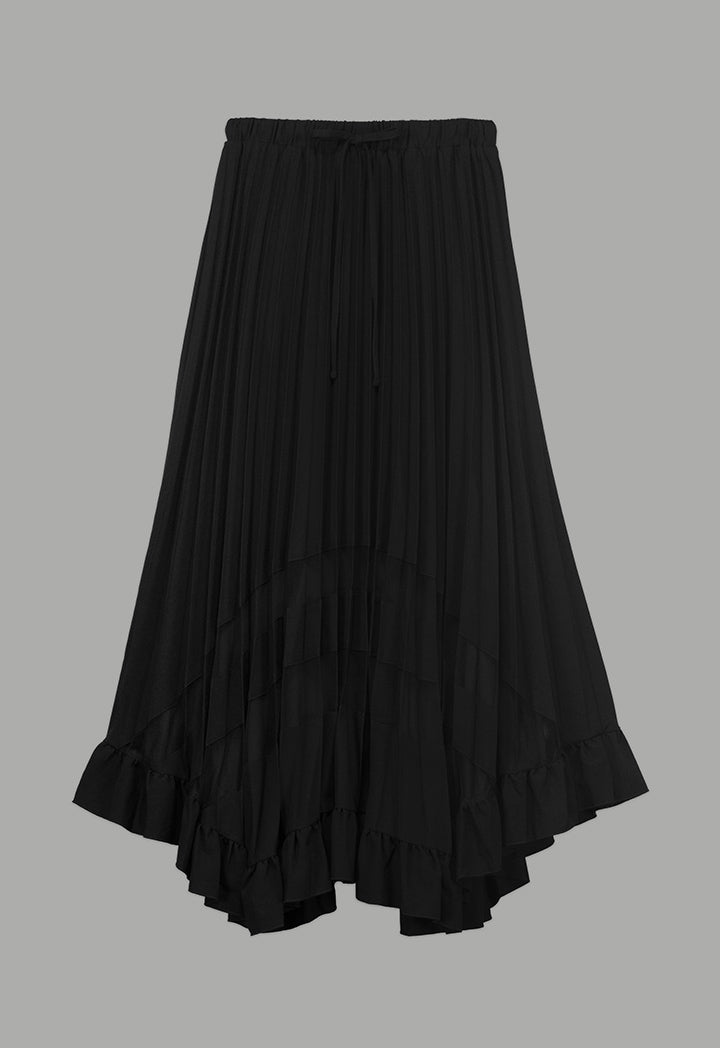 Choice Single Tone Pleated Maxi Skirt Black