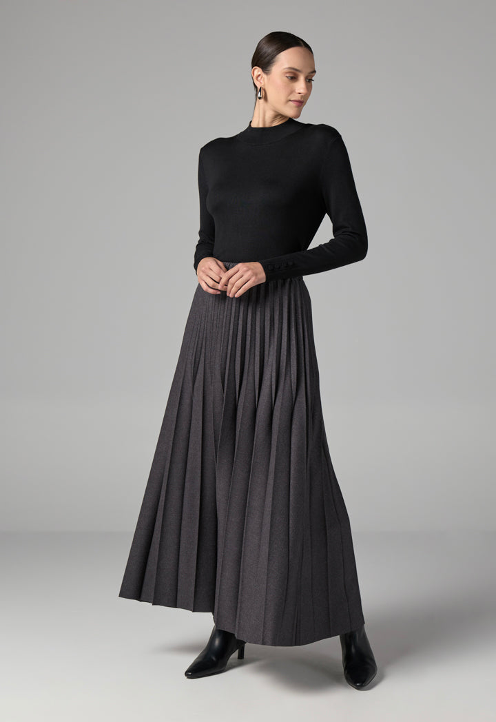 Choice All Over Pleated Solid Skirt Grey