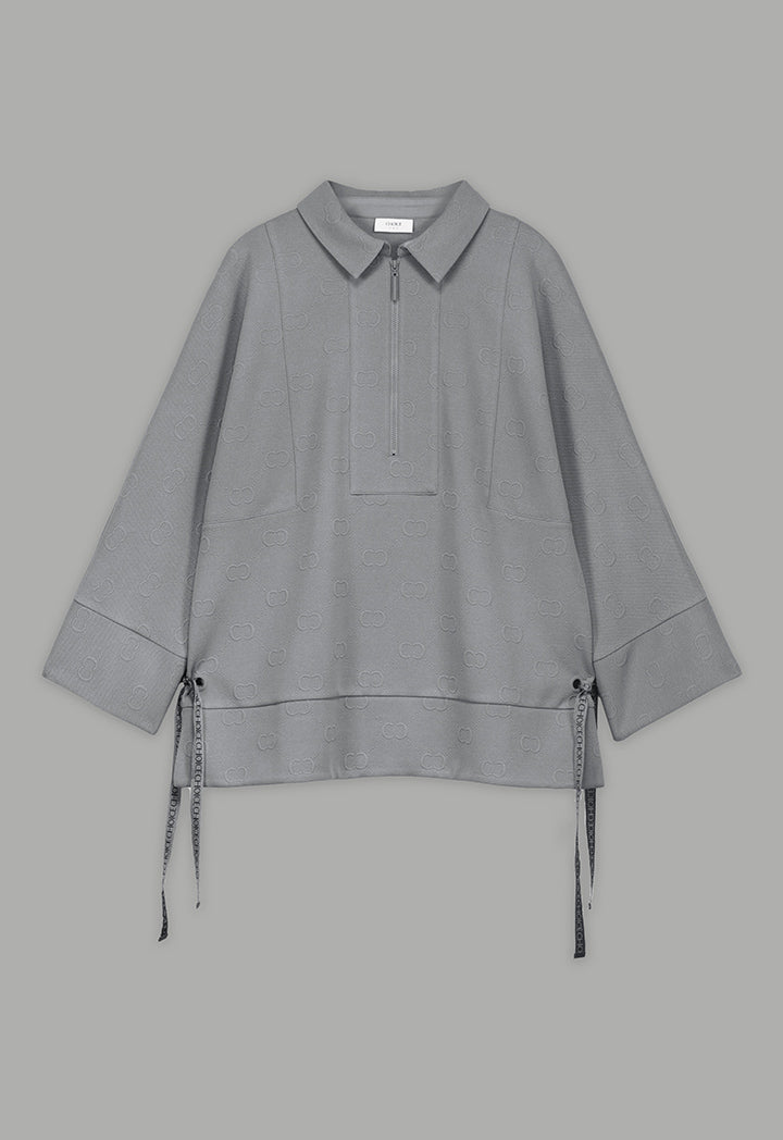 Choice Long Sleeve Monogram Blouse Grey