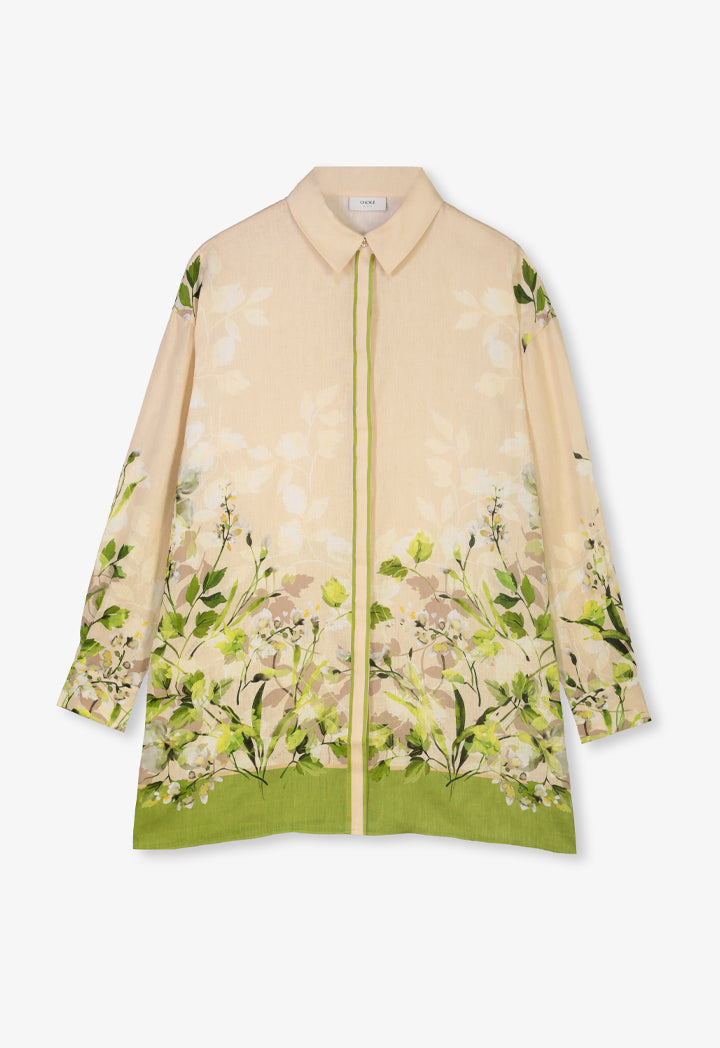 Choice Long Sleeves Floral Printed Shirt Multi Color