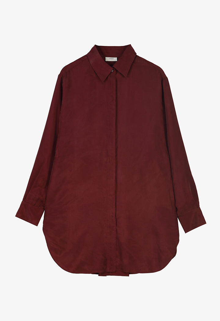 Choice Single Tone Long Sleeve Shirt Burgundy