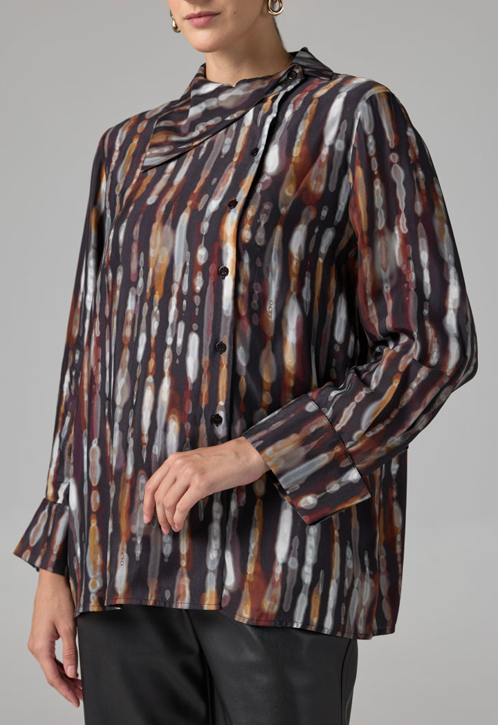 Choice Printed Asymmetrical Neck Blouse Multi Color