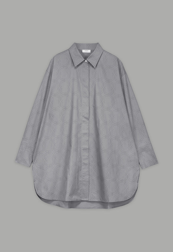 Choice Printed Monogram Long Sleeve Shirt  Grey