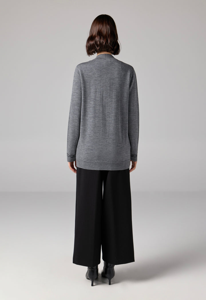 Choice Crystal Embellished Knitted Cardigan Grey