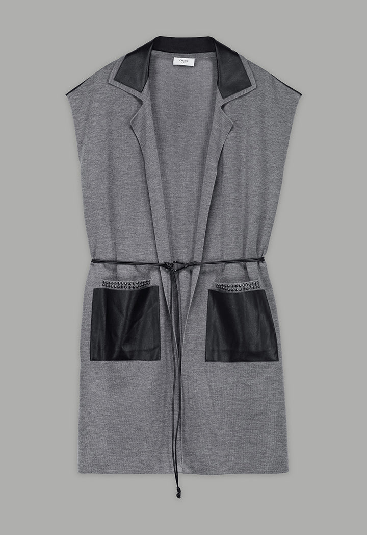 Choice  Sleeveless Knitted Sweater Vest Grey