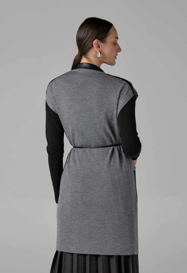 Choice  Sleeveless Knitted Sweater Vest Grey