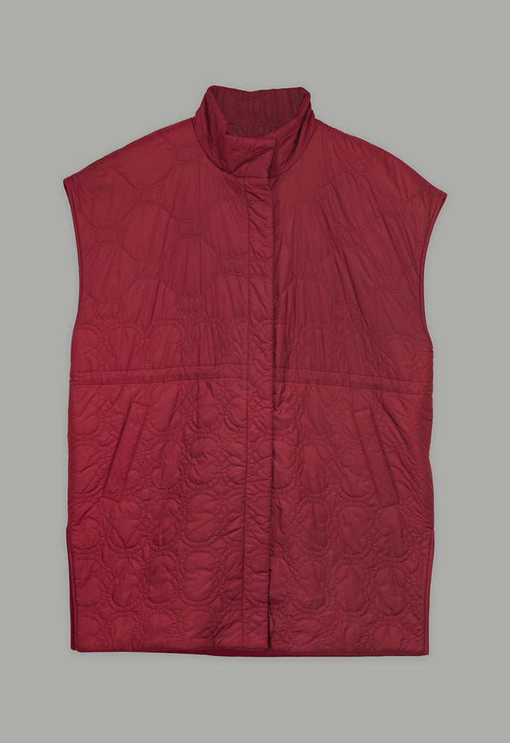 Choice Solid Quilted Sleeveless Gilet Burgundy