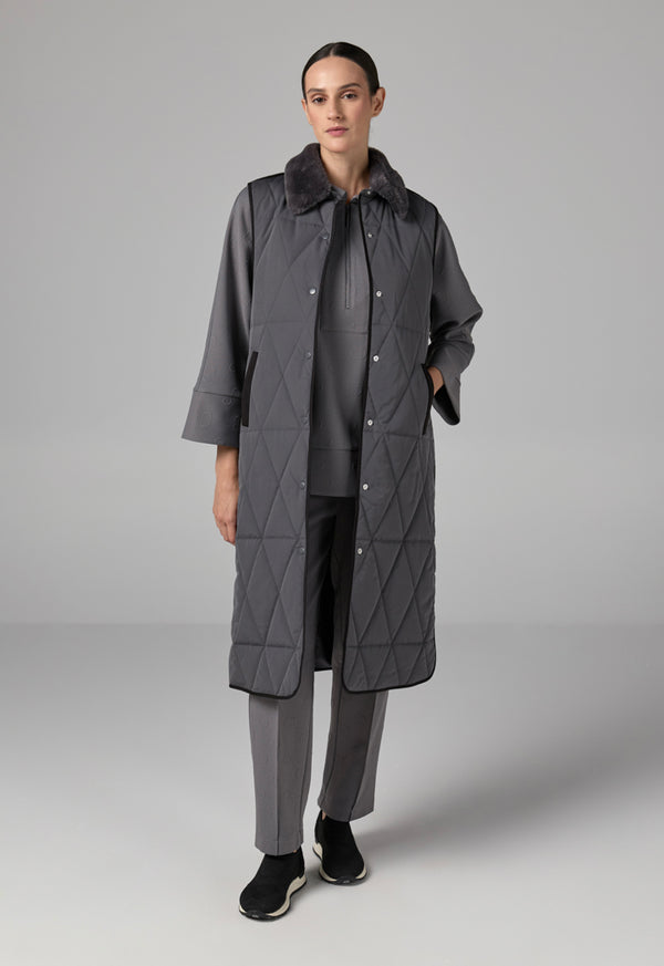 Choice Contrast Sleeveless Quilted Vest Grey