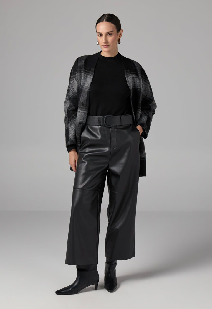 Choice Long Sleeve Contrast Cardigan Dark Grey/Black