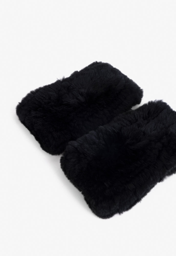 Choice Solid Faux Fur Gloves Black