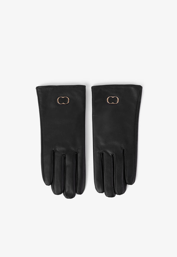 Choice Solid Metal Emblem Gloves Black