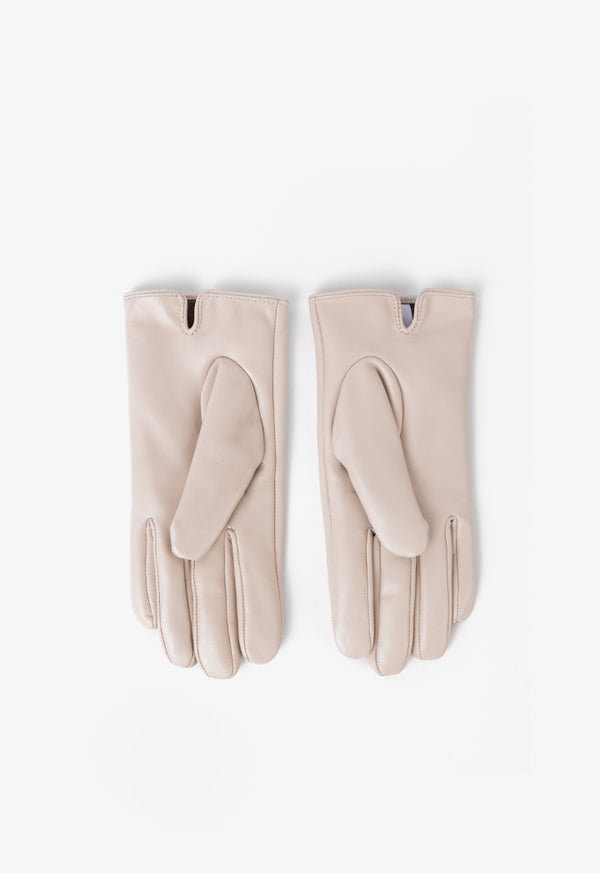Choice Solid Metal Emblem Gloves Nude