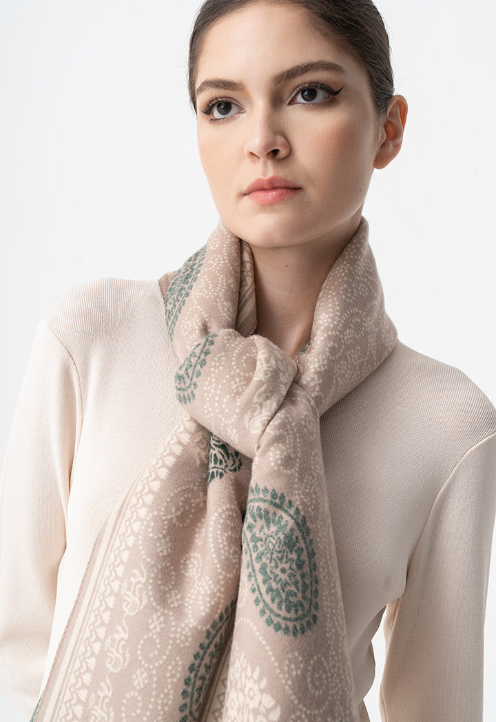 Choice Printed Pattern Winter Shawl Beige