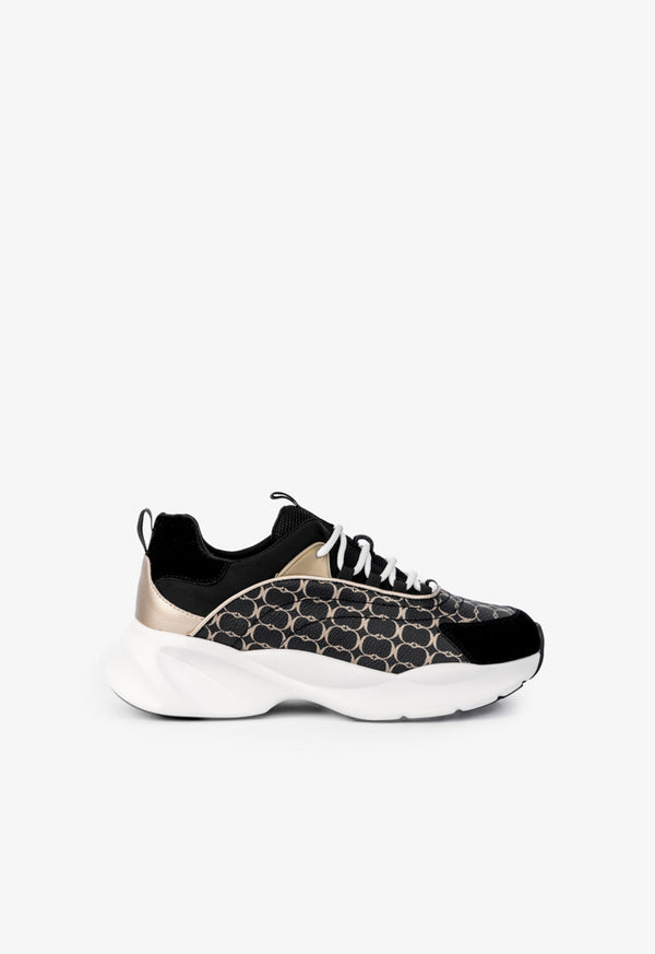 Choice Lace Up Patterned Sneakers Black