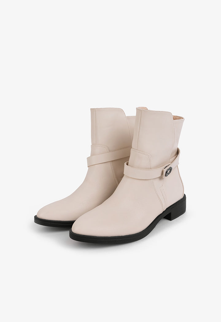 Choice Solid Winter Ankle Boots Off White