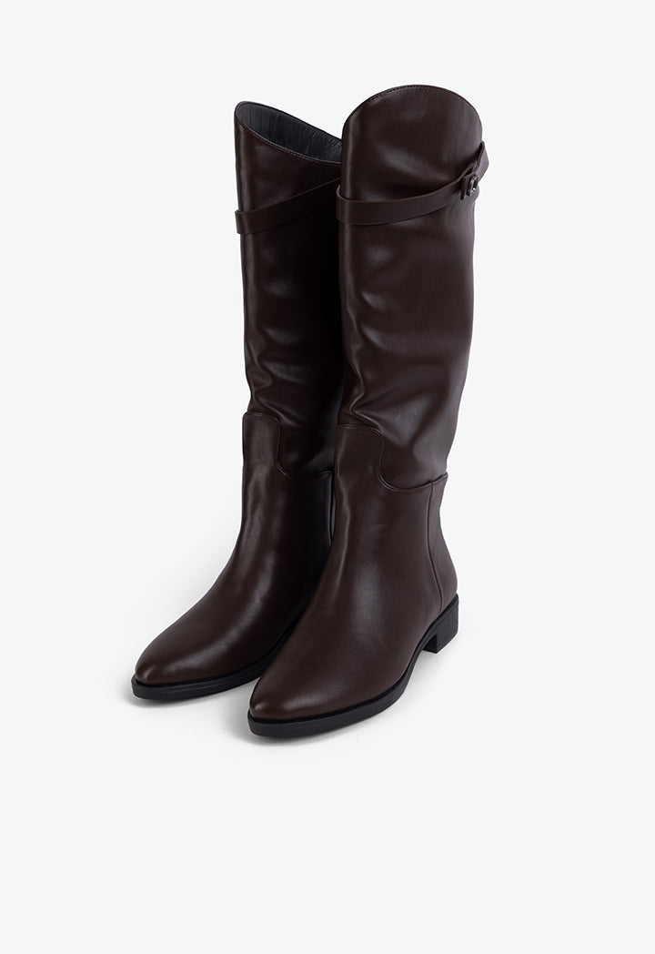 Choice Solid Below Knee Winter Boots Brown