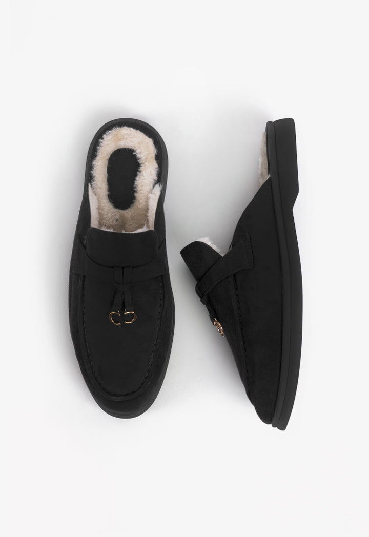 Choice Faux Fur Lined Mules Black