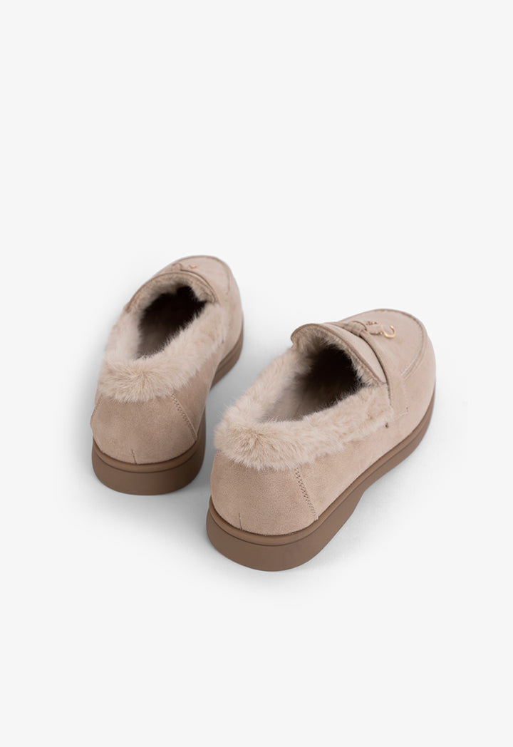 Choice Faux Fur Lined Loafers Taupe