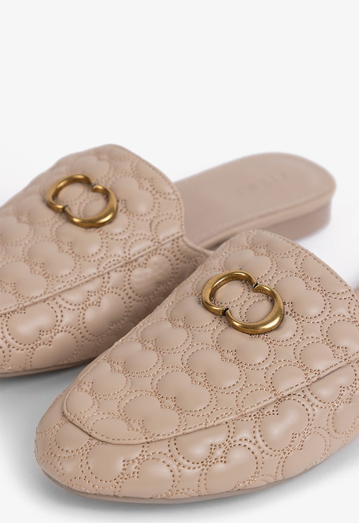 Choice Embellished Quilted Mules Nude