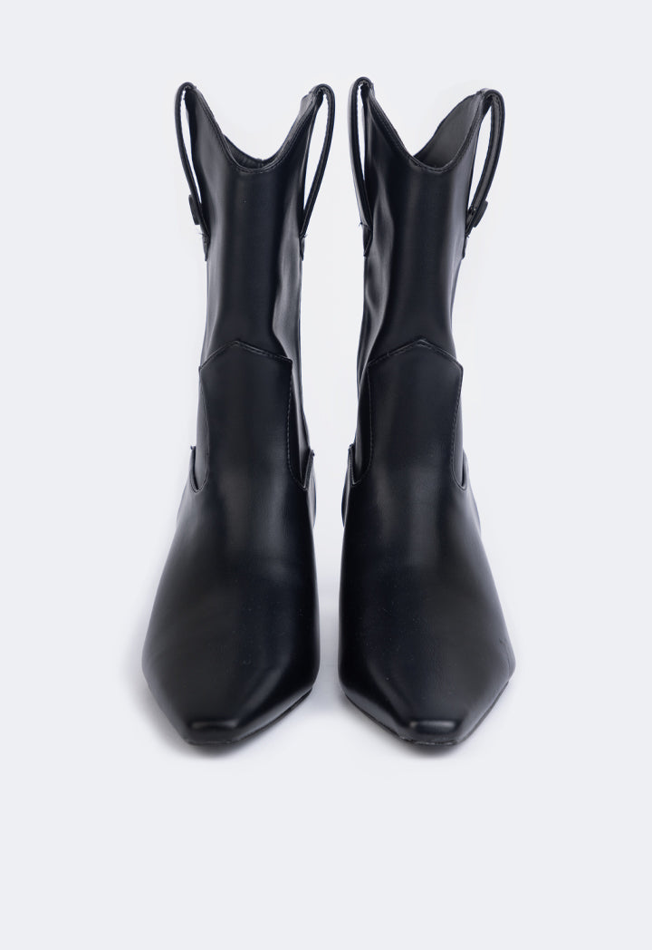 Choice Heeled Solid Boots Black