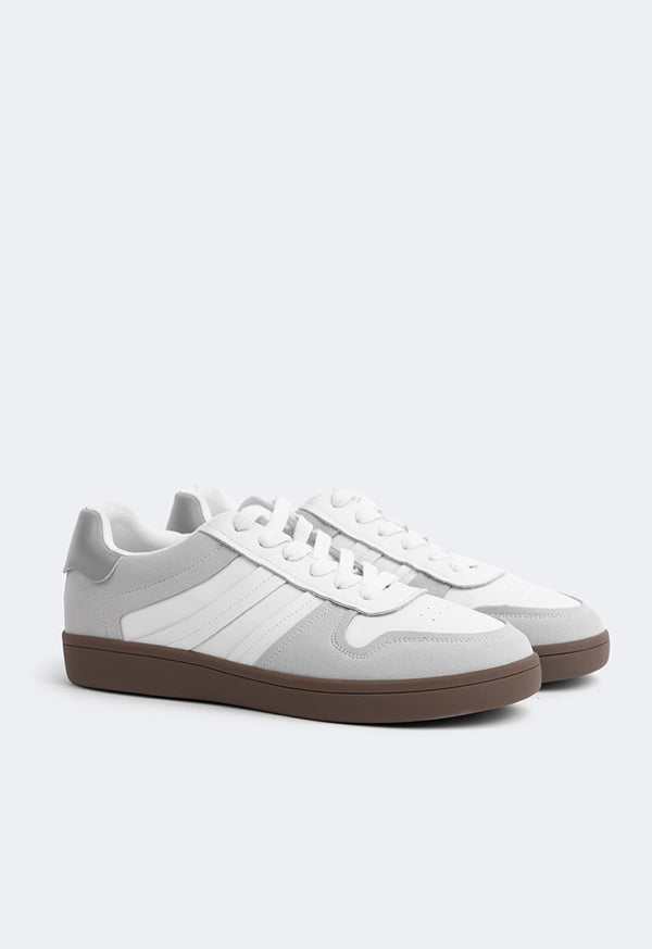 Choice Solid Lace Up Sneakers Grey/Off White