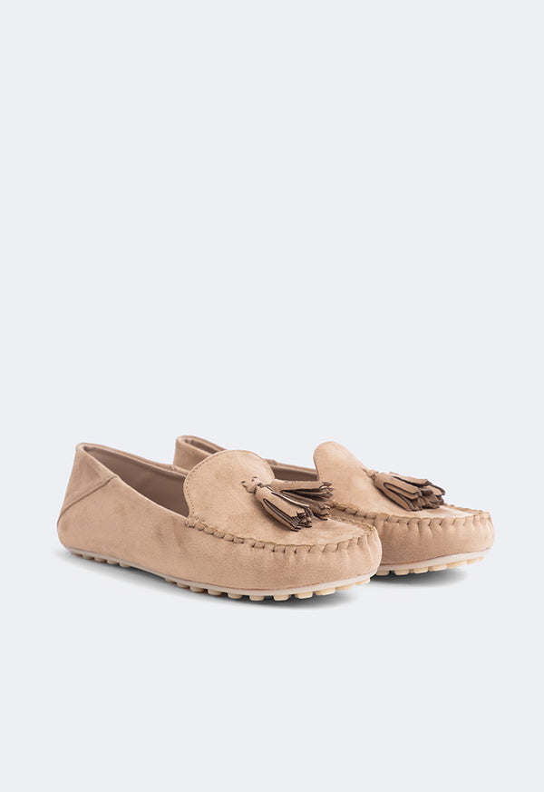 Choice Tassel Suede Loafers Camel