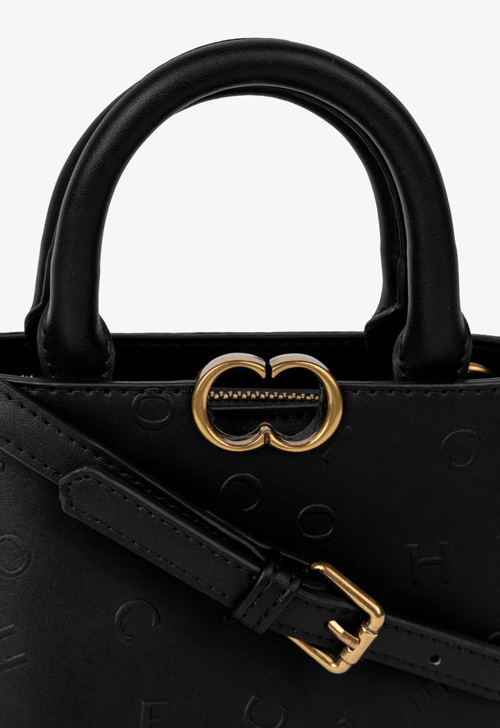 Choice Solid Textured Mini Handbag Black