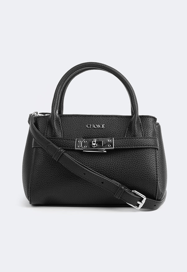 Choice Iconic Metallic Turn Lock Handbag Black