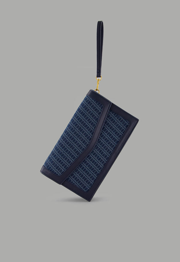 Choice Denim Monogram Clutch Navy
