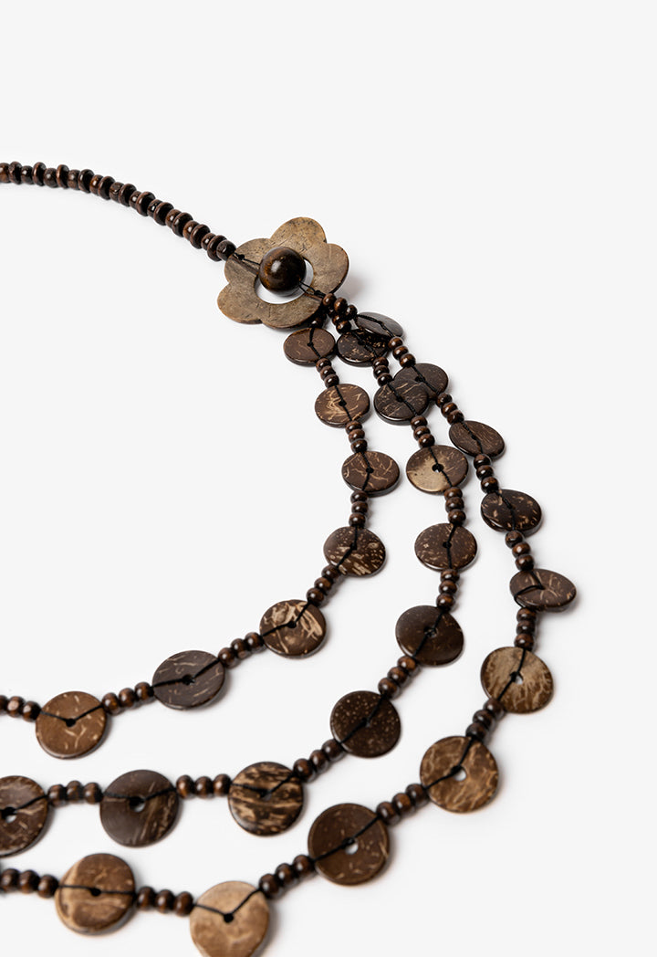 Choice Beads Detailed Multi Necklace Brown