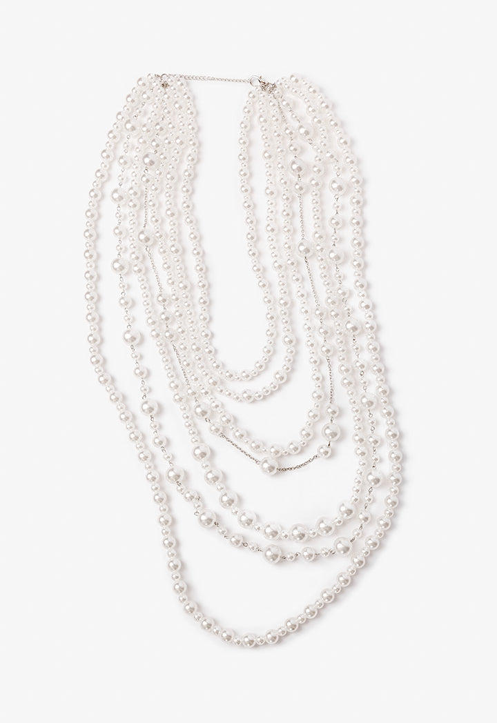 Choice Pearl Detailed Multi Necklace White