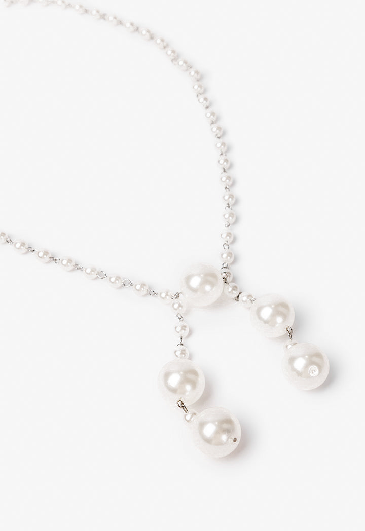 Choice Faux Pearls Opera Necklace Off White