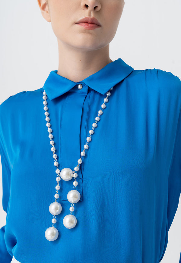 Choice Faux Pearls Opera Necklace Off White