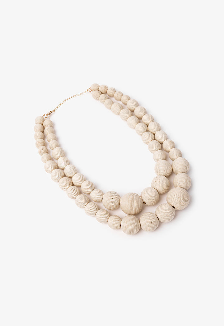 Choice Circular Chunky Thread Wrapped Necklace White