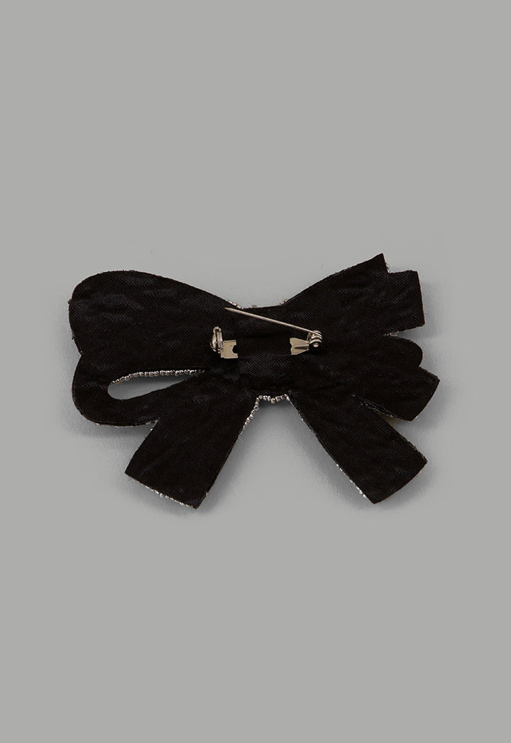 Choice Crystal Embellished Bow Brooch Silver